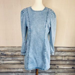 BOUTIQUE VYLETTE Body Con Boho Denim Stretch Dress